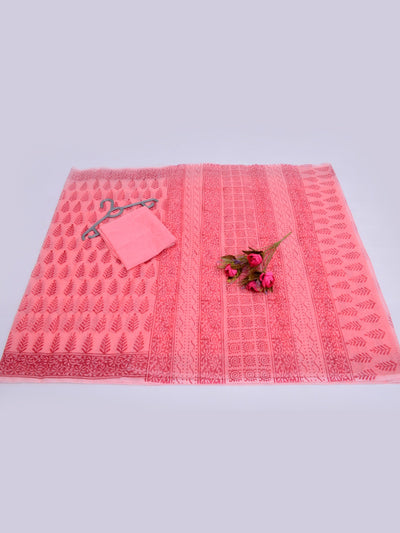 Hand Block Print Kota Doria Saree with Blouse
