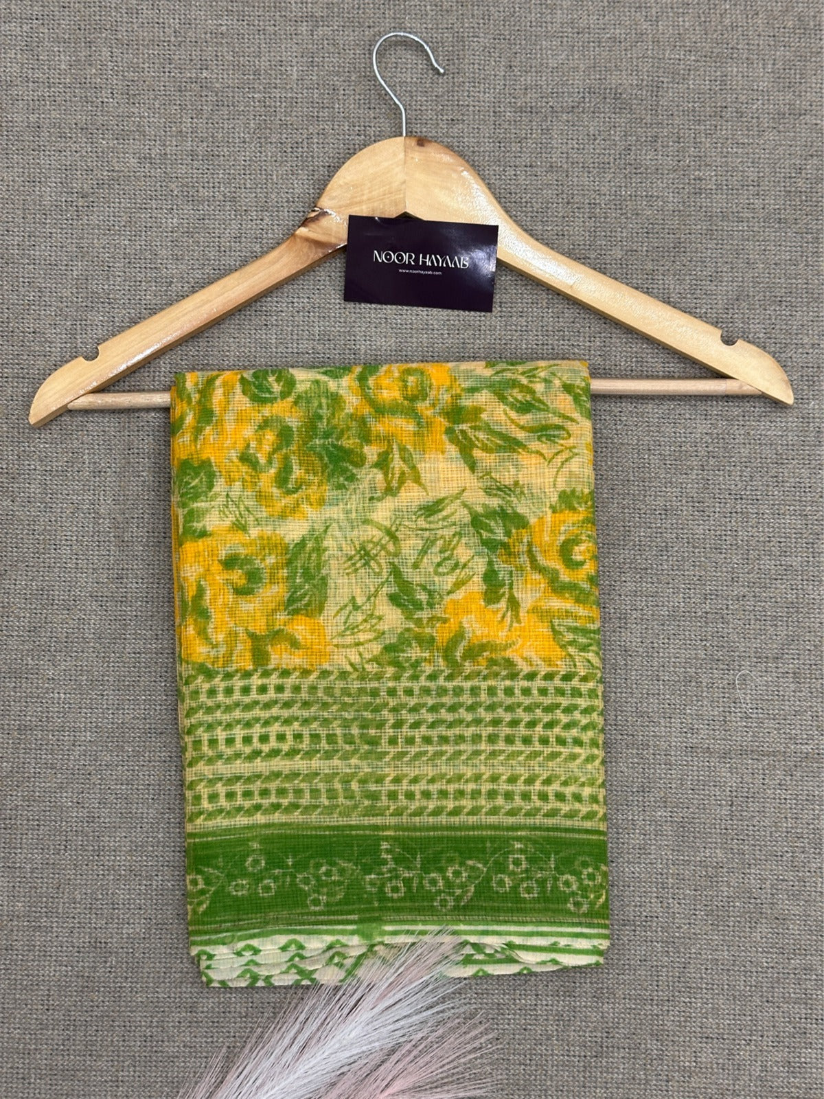 Kota Doria Floral Print Suit with Chikankari Bottom