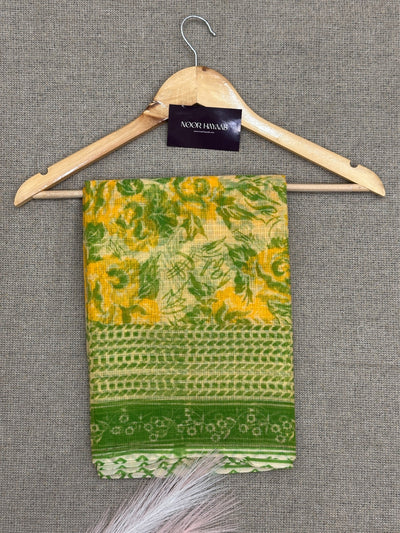 Kota Doria Floral Print Suit with Chikankari Bottom