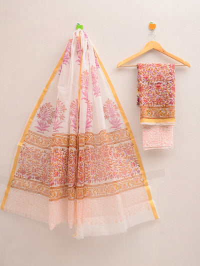 Kota Doria Trending Hand Block Print Suit Set