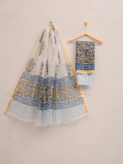 Kota Doria Trending Hand Block Print Suit Set