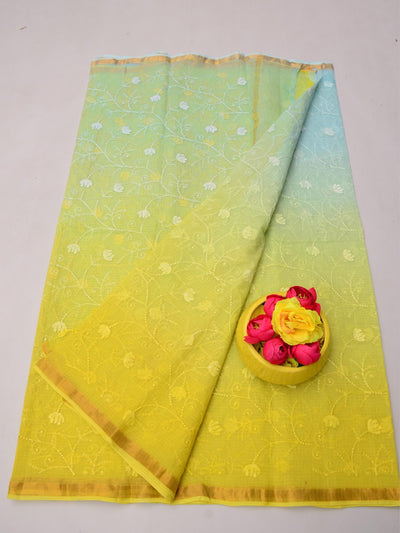 Pure Kota Doria Floral Weave Saree in Multicolored Shades