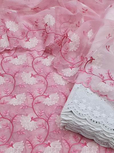 Kota Doria Embroidery Work Suit ( Unstitched )