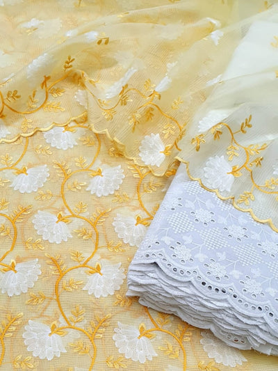 Kota Doria Embroidery Work Suit ( Unstitched )