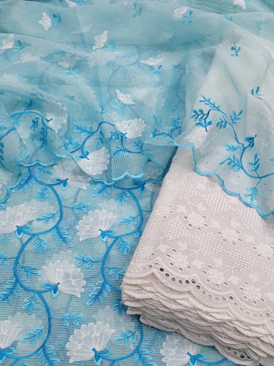 Kota Doria Embroidery Work Suit ( Unstitched )