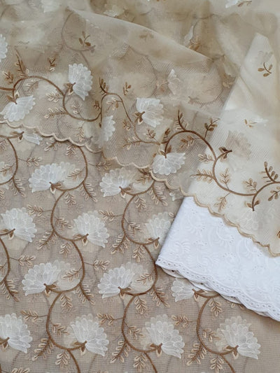 Kota Doria Embroidery Work Suit ( Unstitched )