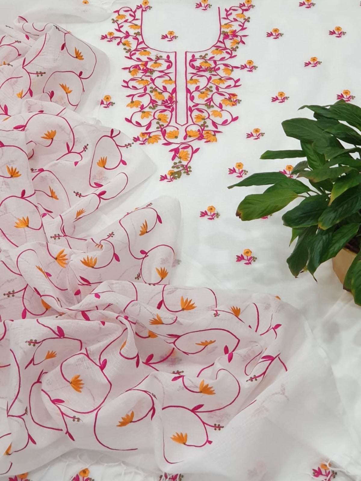 Kota Doria Embroidery Work Suits Set