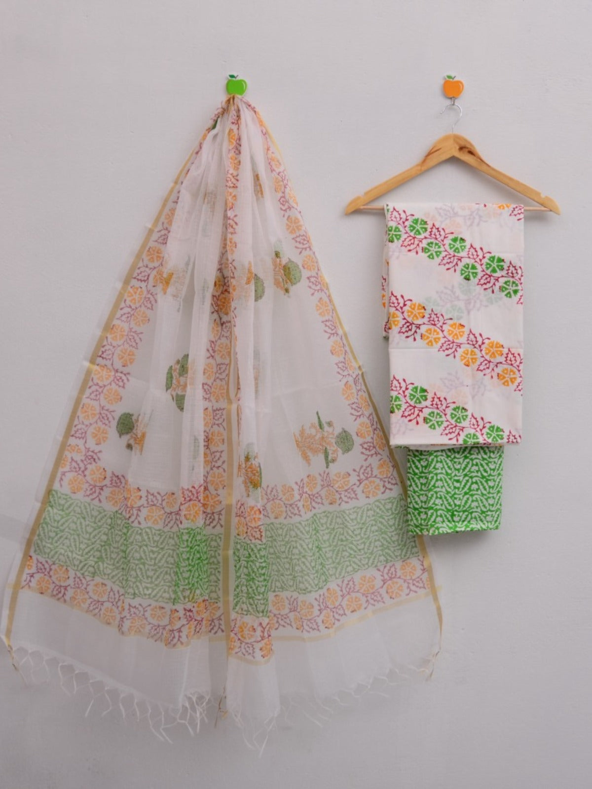 Kota Doria Flower Hand Block Print Suit Set