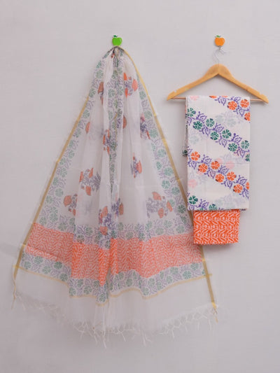 Kota Doria Flower Hand Block Print Suit Set
