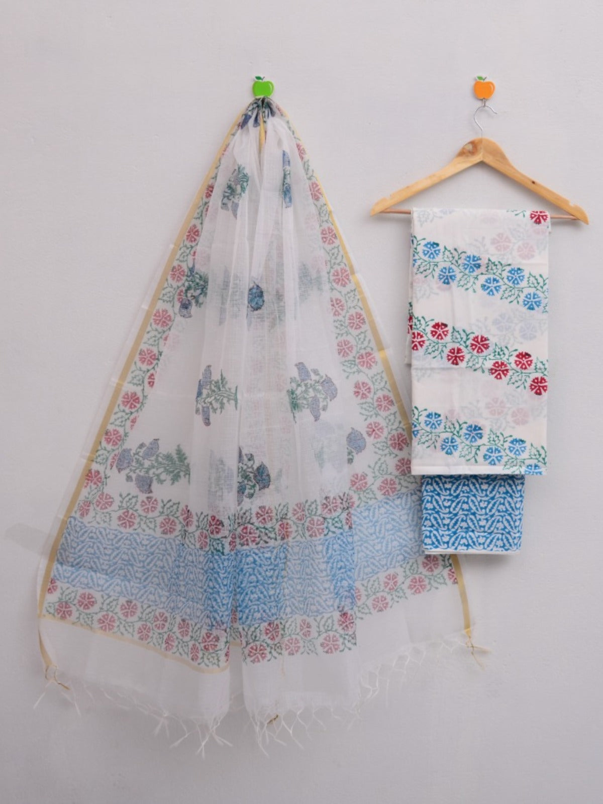 Kota Doria Flower Hand Block Print Suit Set
