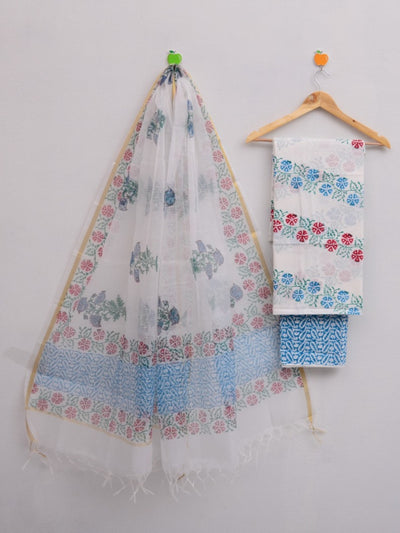 Kota Doria Flower Hand Block Print Suit Set