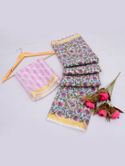 Kota Doria Hand Block Print Saree
