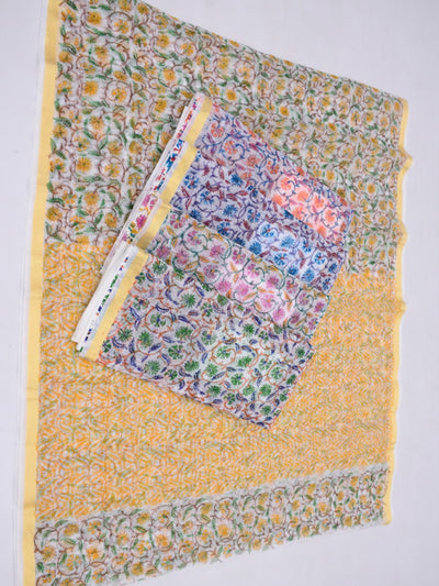 Kota Doria Hand Block Print Saree