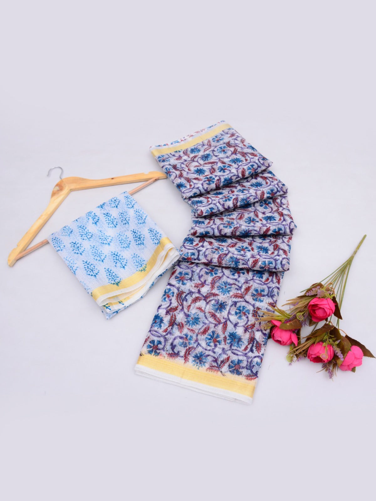 Kota Doria Hand Block Print Saree