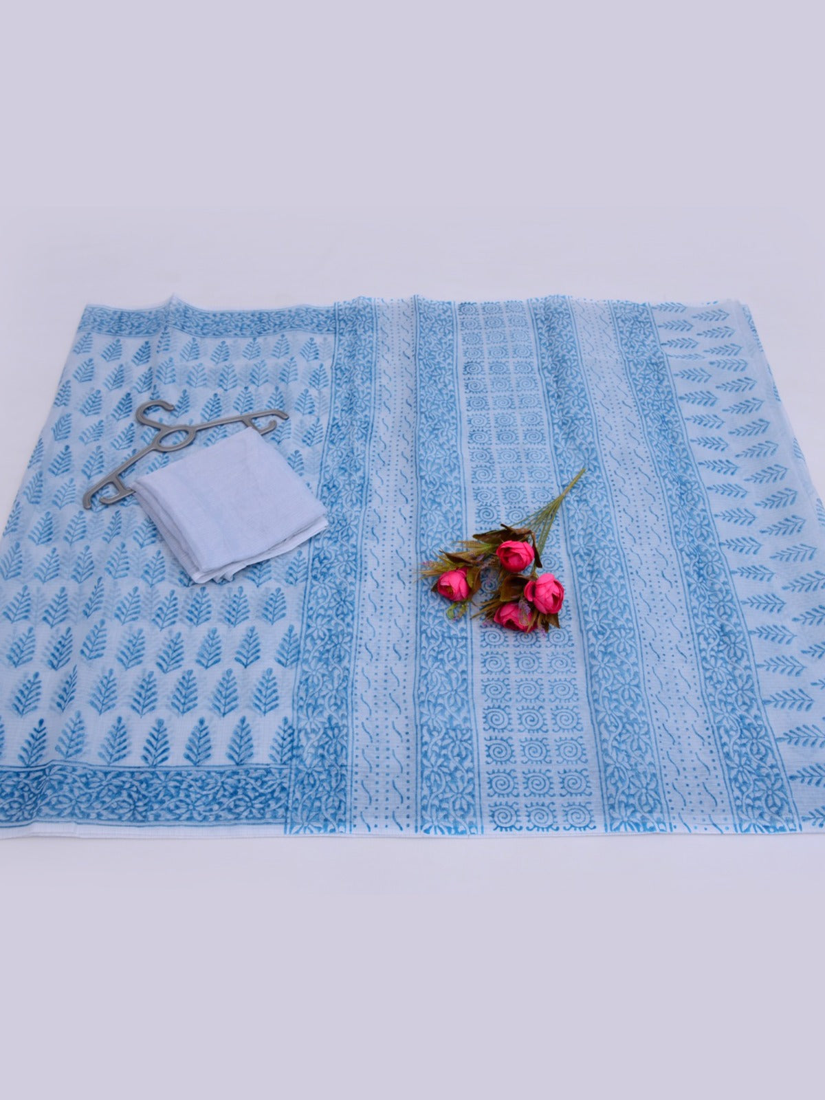 Hand Block Print Kota Doria Saree with Blouse