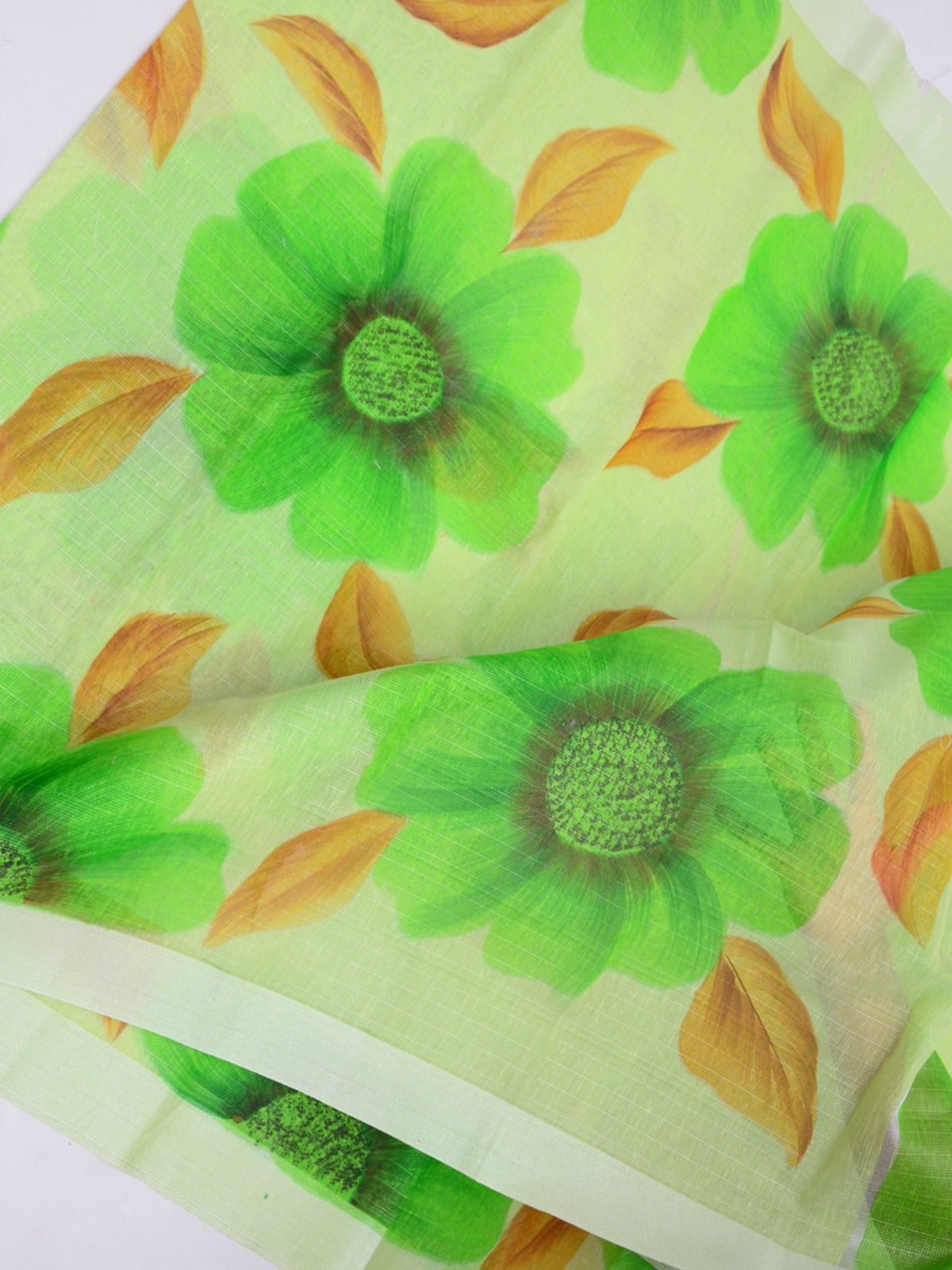 Floral Hand Painted Linen Saree with Blouse