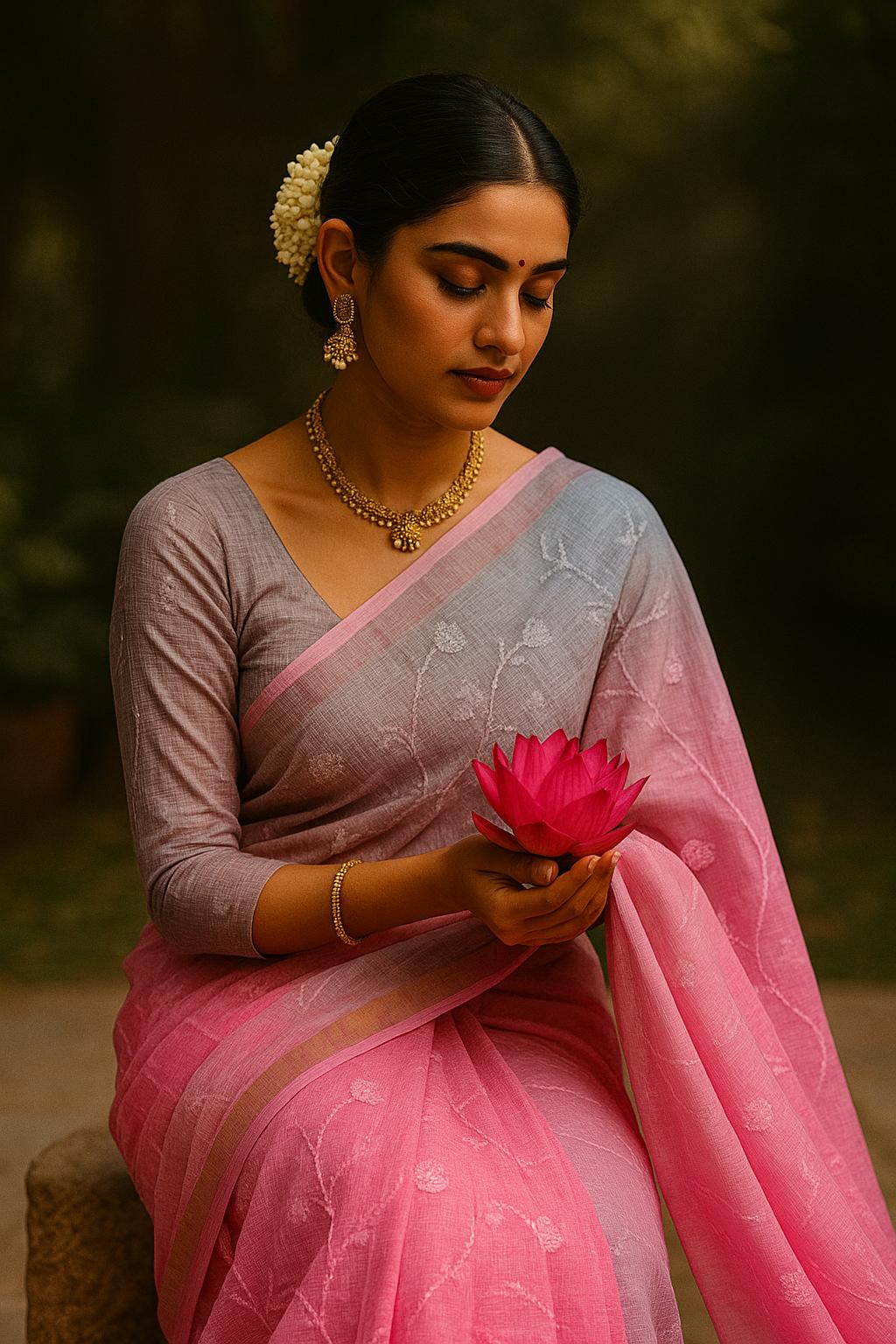 Pure Kota Doria Floral Weave Saree in Multicolored Shades