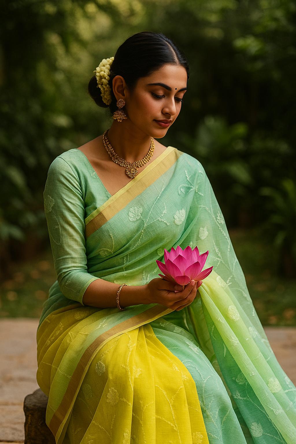Pure Kota Doria Floral Weave Saree in Multicolored Shades