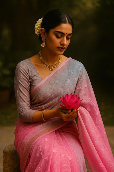 Pure Kota Doria Floral Weave Saree in Multicolored Shades